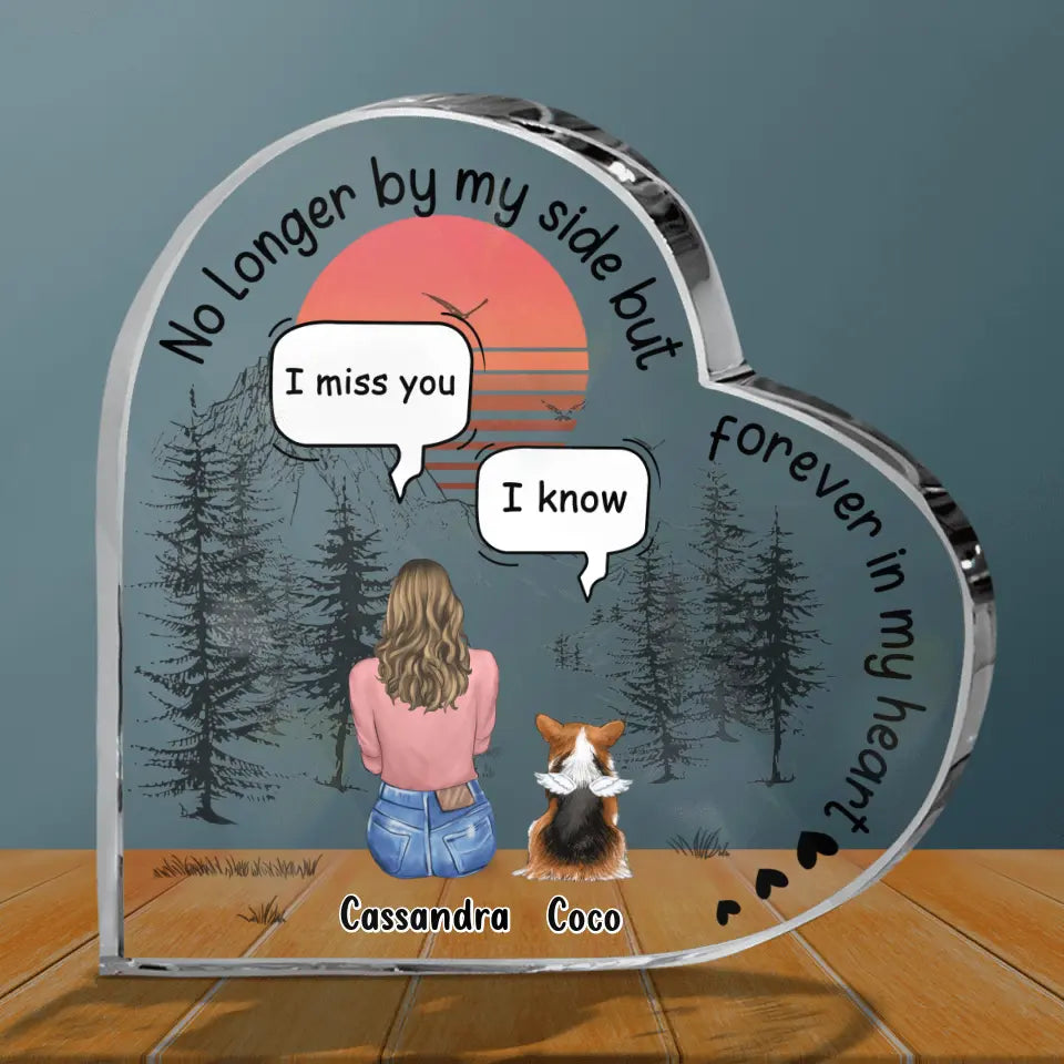 Personalized Pet Heart Shaped Acrylic Plaque - Up to 4 Pets - Gift Idea For Couple/Dog/Cat Lover - No Longer By My Side But Forever In My Heart