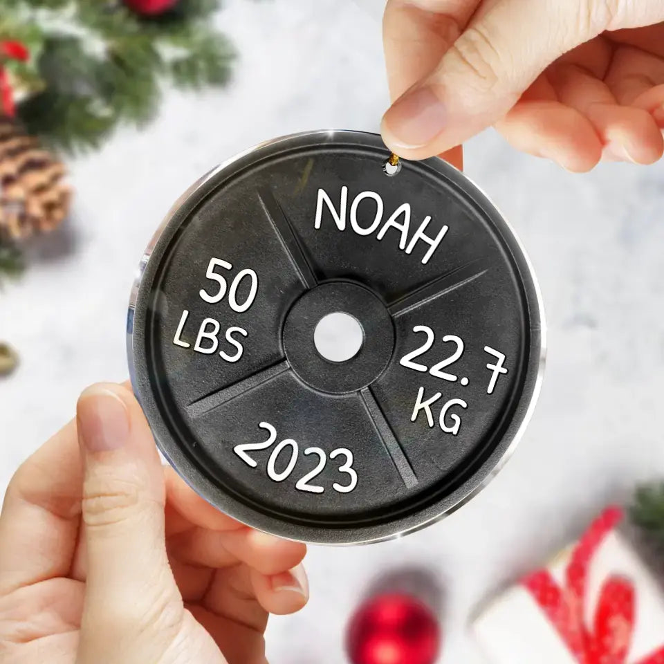 Personalized Weight Acrylic Ornament - Christmas Gift Idea for Fitness/Lifting Weight Lovers
