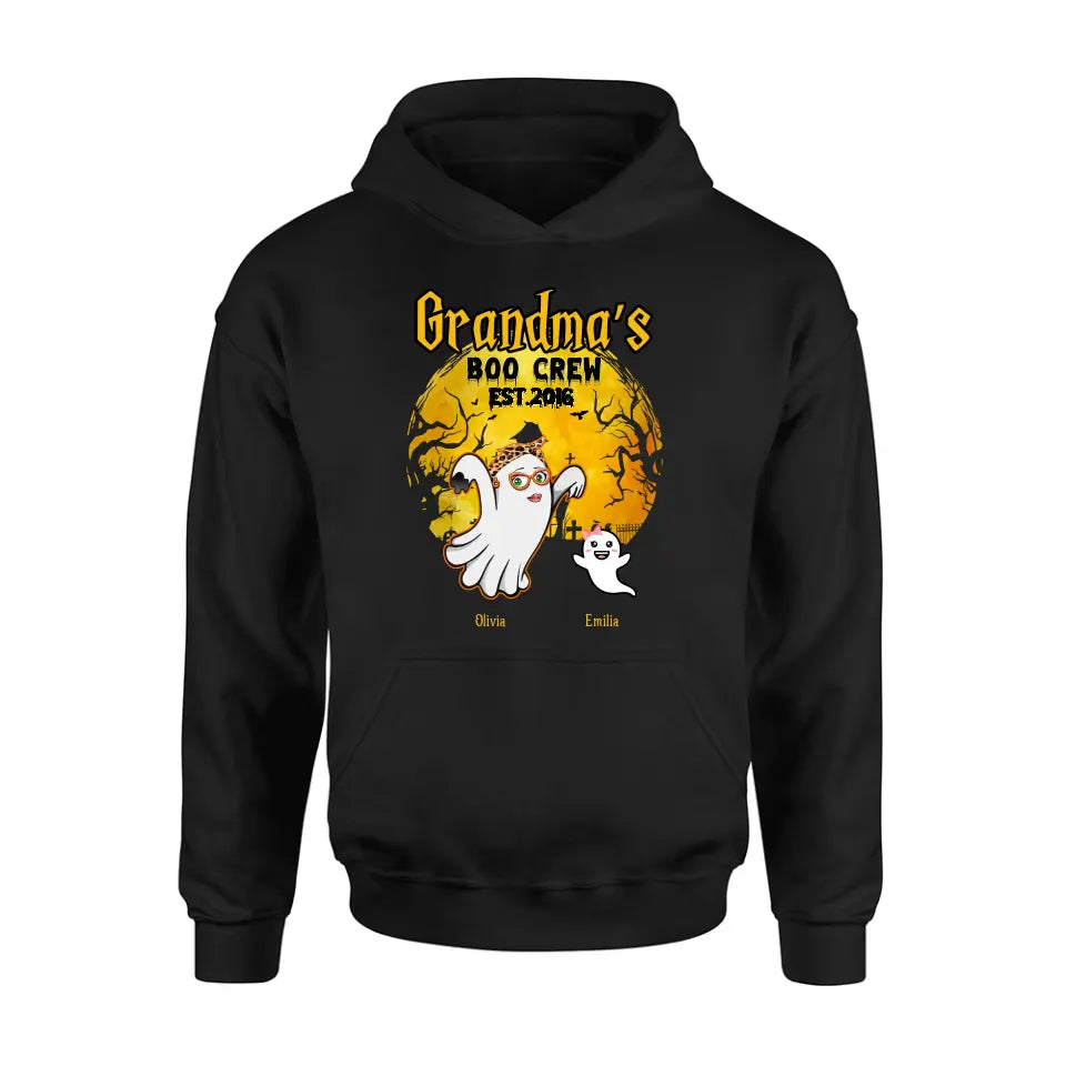 Personalized Grandma Shirt/Hoodie - Halloween Gift For Grandma - Up to 7 Kids - Grandma's Boo Crew