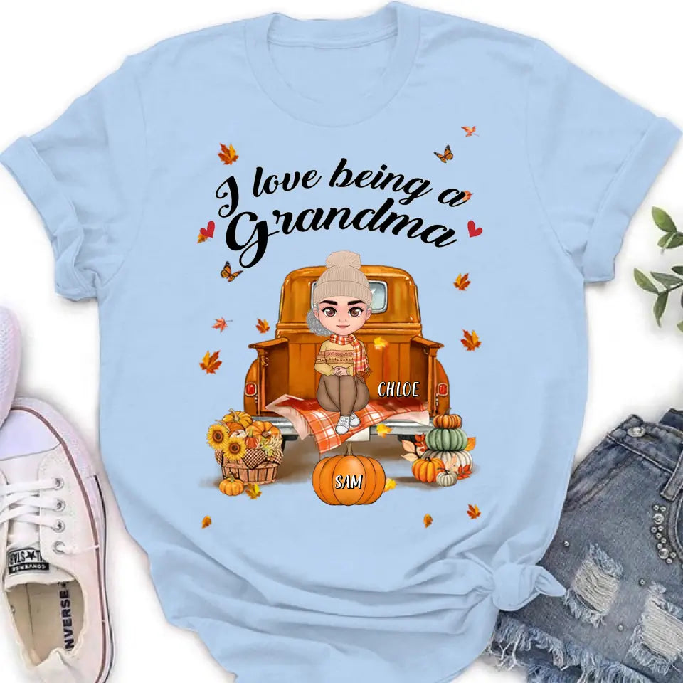 Personalized Grandma Autumn Hoodie/T-shirt - Gift Idea For Grandma - Up to 10 Kids - I Love Being A Grandma