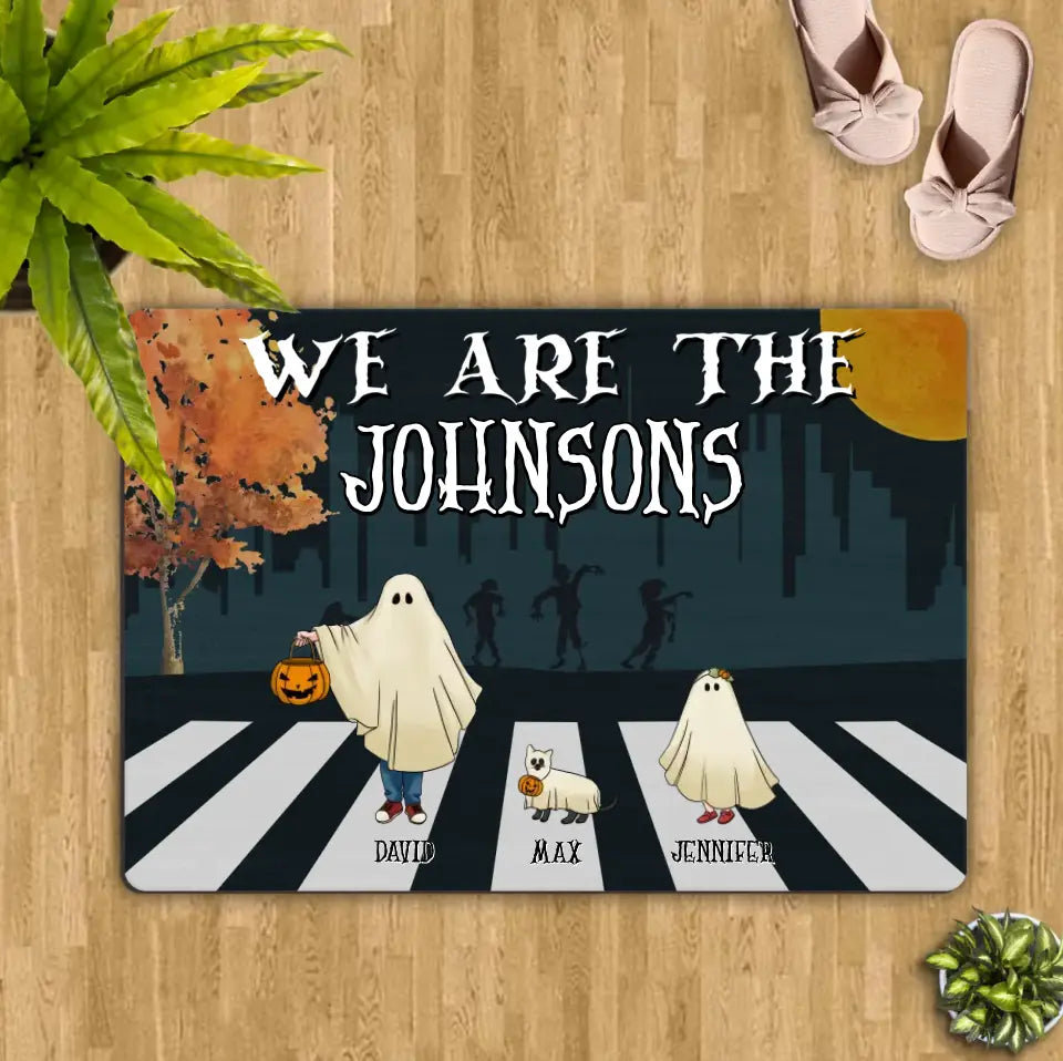 Personalized Family Ghosts Doormat - Up to 6 People - Halloween Gift Idea for Family