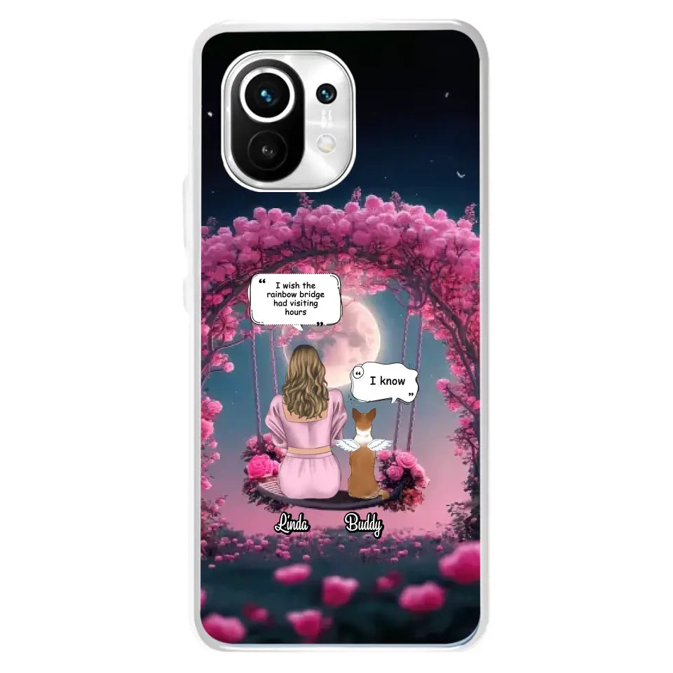 Custom Memorial Dog Mom Phone Case - Up to 4 Dogs - Memorial Gift Idea For Dog Owners - I Wish The Rainbow Bridge Had Visiting Hours - Case For Oppo/Xiaomi/Huawei