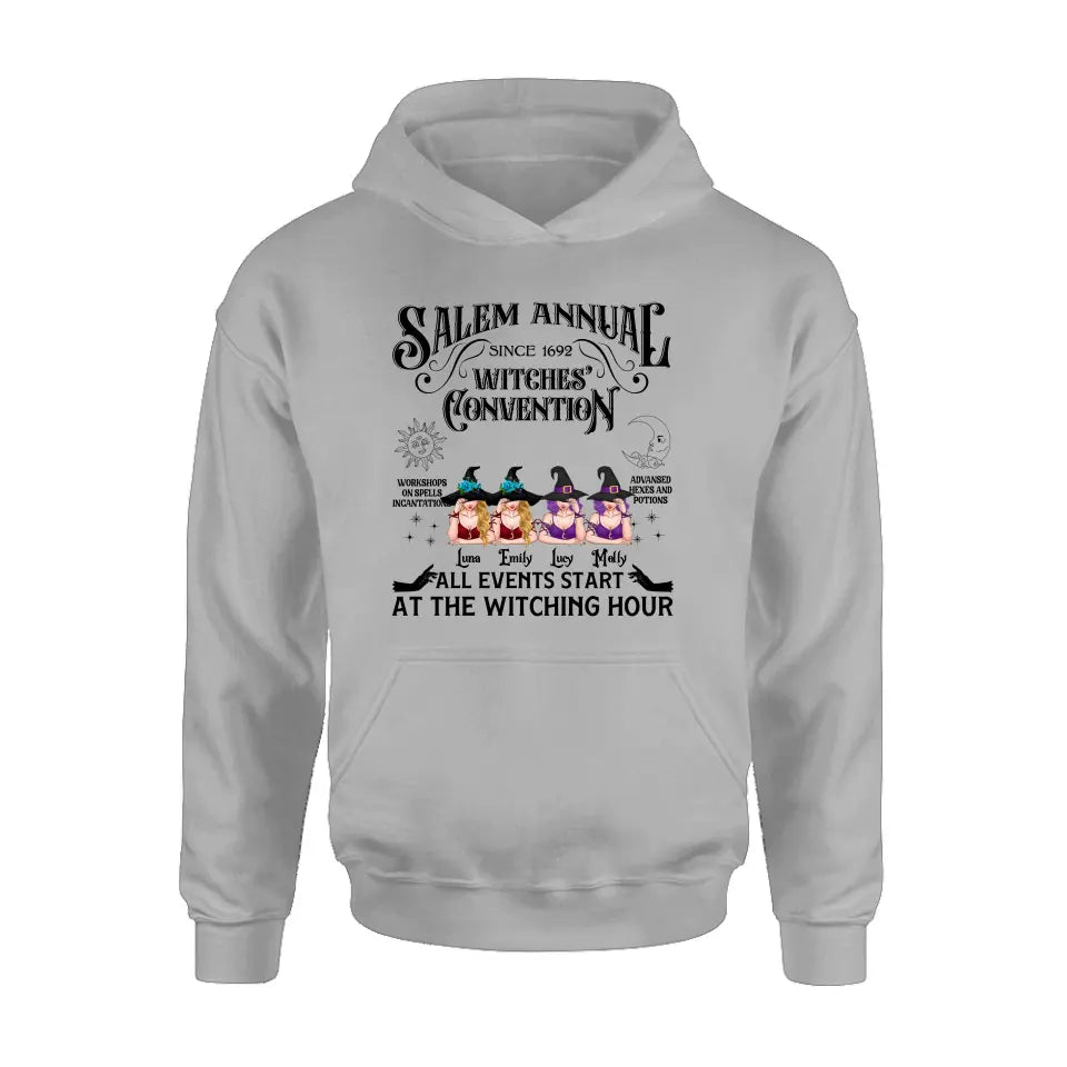 Personalized Halloween Witch Shirt/Hoodie - Gift Idea For Halloween/Besties - Up to 4 Witches - Salem Annual Since 1692 Witches' Convention
