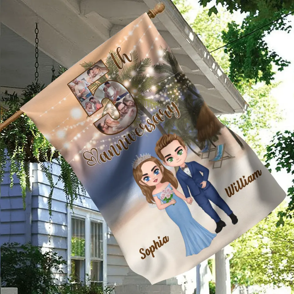 Custom Personalized Wedding Photo Flag - Wedding/Anniversary Gift Idea for Couple