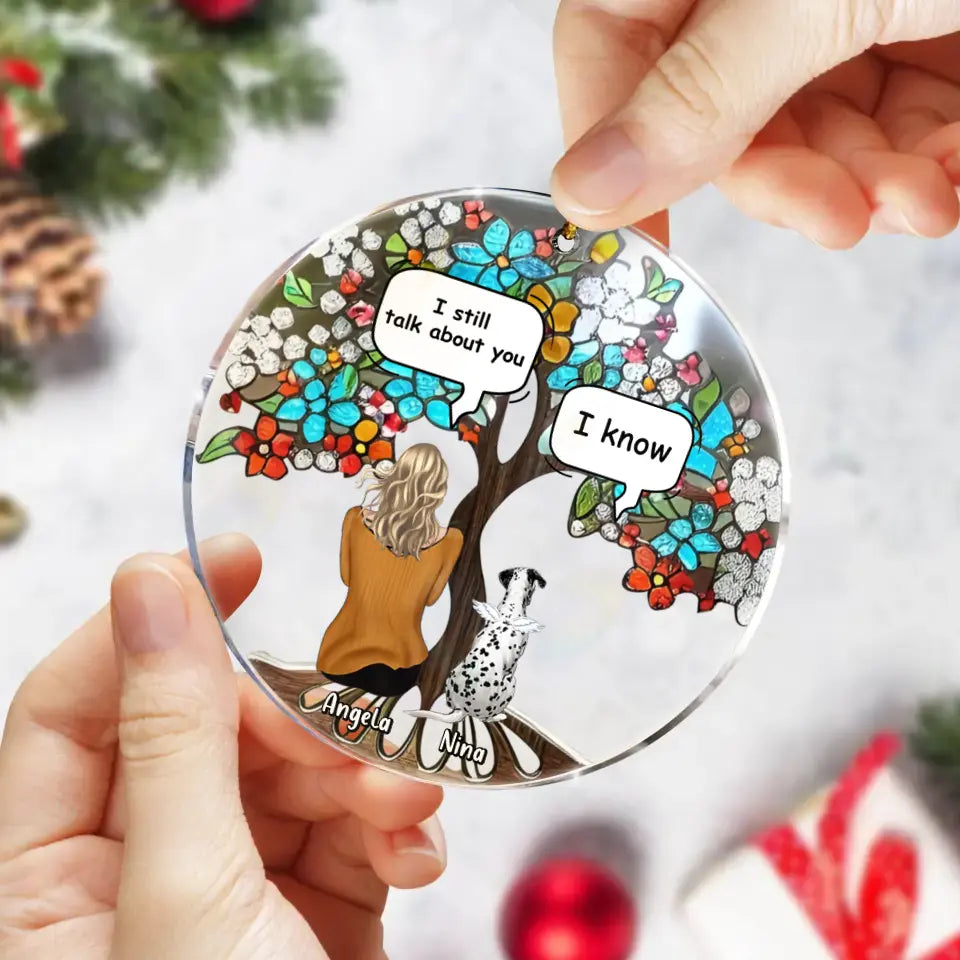 Personalized Memorial Pet Acrylic Ornament - Up to 4 Dogs/Cats - Christmas/Memorial Gift Idea for Pet Owners