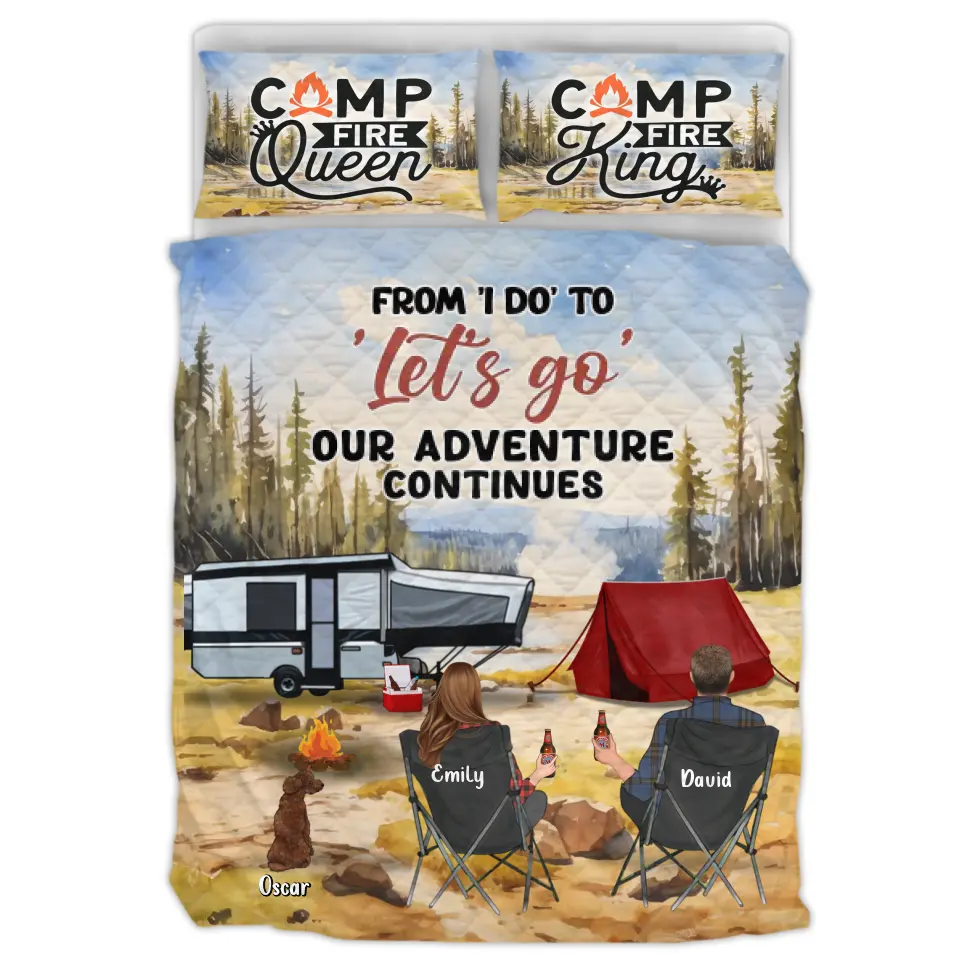 Personalized Camping Quilt Bed Sets - Best Gift For Camping Lovers - Up to 4 Pets - From I Do To Let's Go Our Adventures Continues