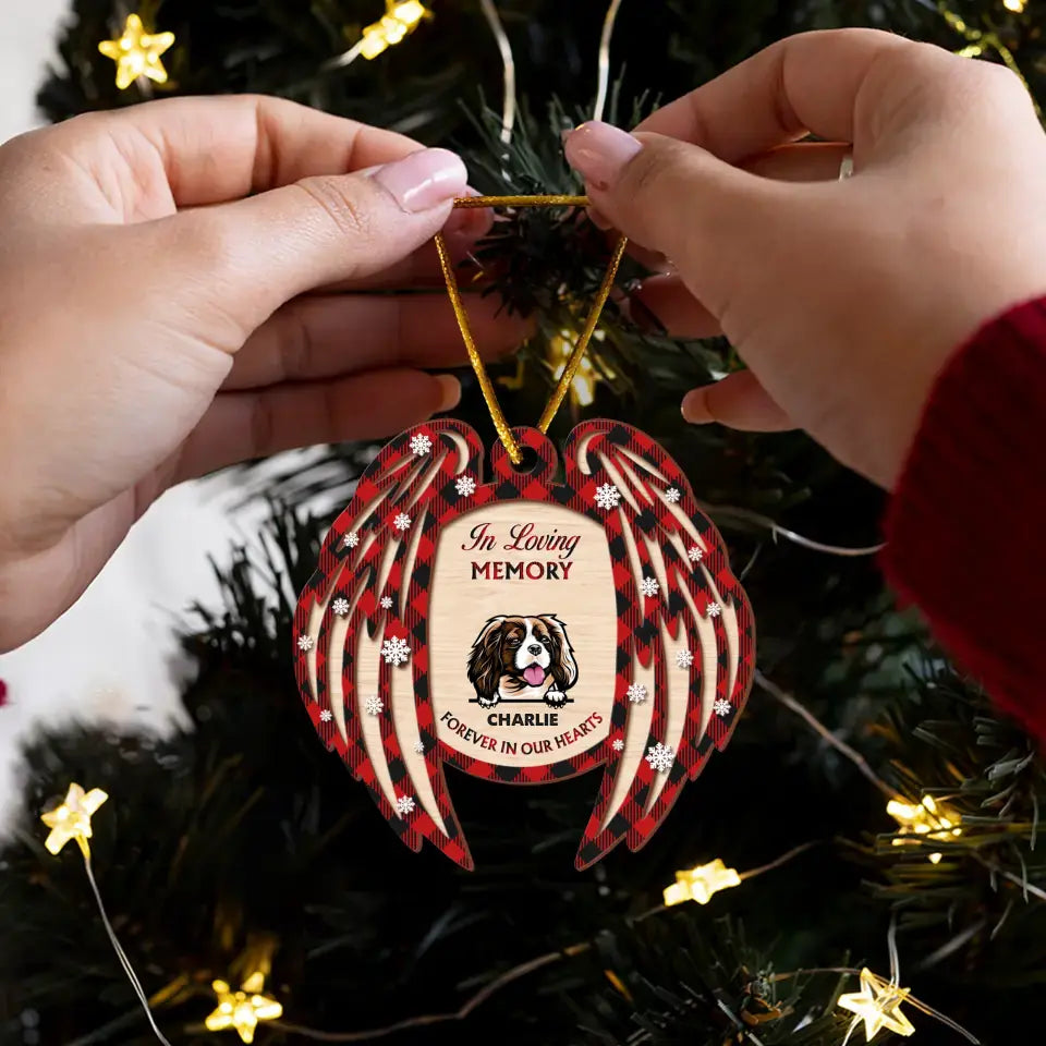 Personalized Memorial Dog Wooden Ornament - Memorial Gift for Dog Owners - Forever In Our Hearts