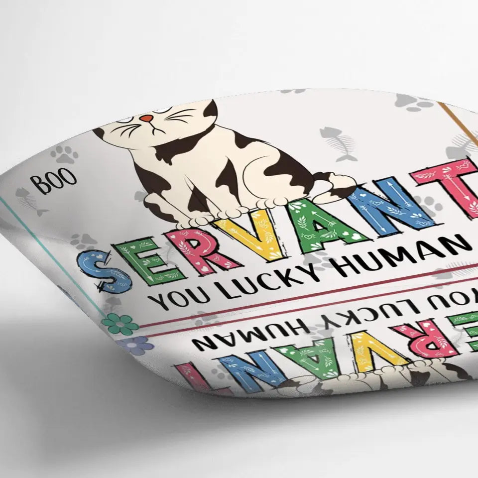 Personalized Cat Pillow Cover - Up to 6 Cats - Gift Idea for Cat Lovers - Congrats On Being My Servant