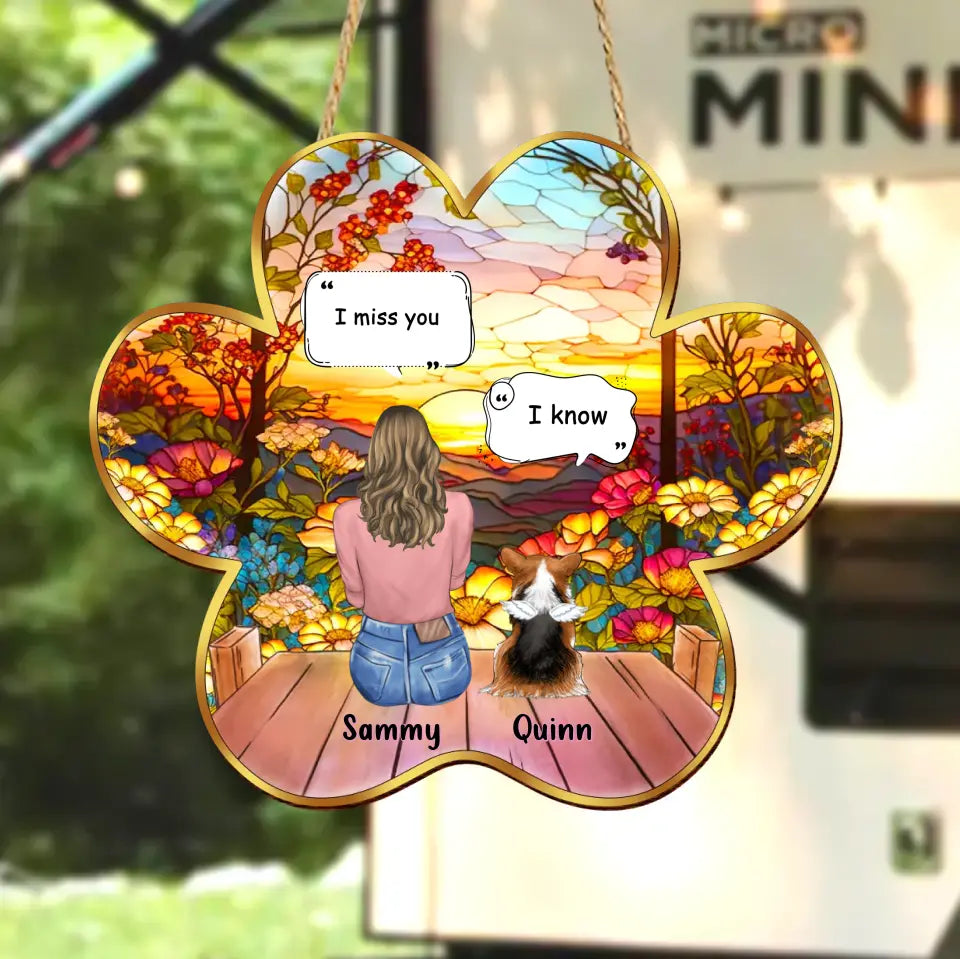 Personalized Memorial Pet Paw Wooden Sign - Up to 3 Cats/Dogs - Gift Idea For Pet Lovers - I Miss You