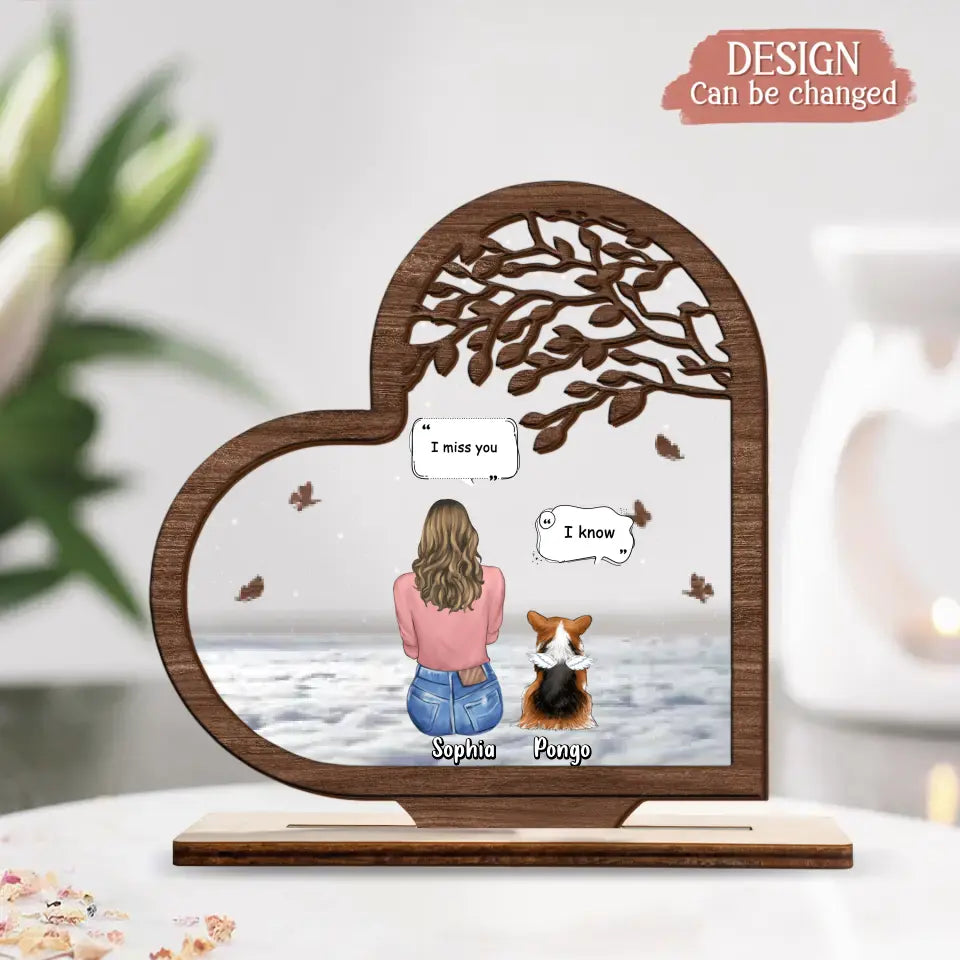 Personalized Memorial Dog Wooden And Acrylic Plaque - Up to 3 Pets - Memorial Gift For Dog Lover - I Miss You