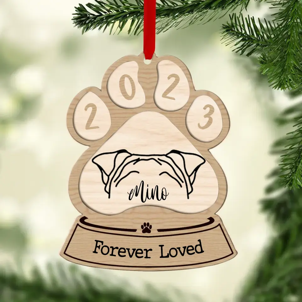 Personalized Memorial Dog Wooden Ornament - Memorial Gift Idea For Dog Lover - Forever Loved