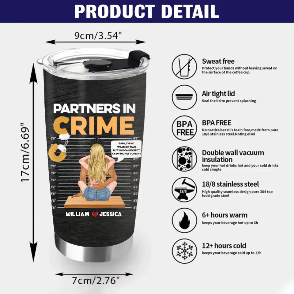 Personalized Couple Tumbler - Gift Idea For Couple/Valentines Day - Partners In Crime