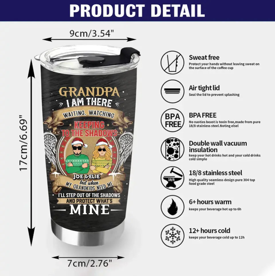 Personalized Grandpa Tumbler - Christmas Gift Idea For Grandpa From Grandkids - Grandpa I Am There Waiting