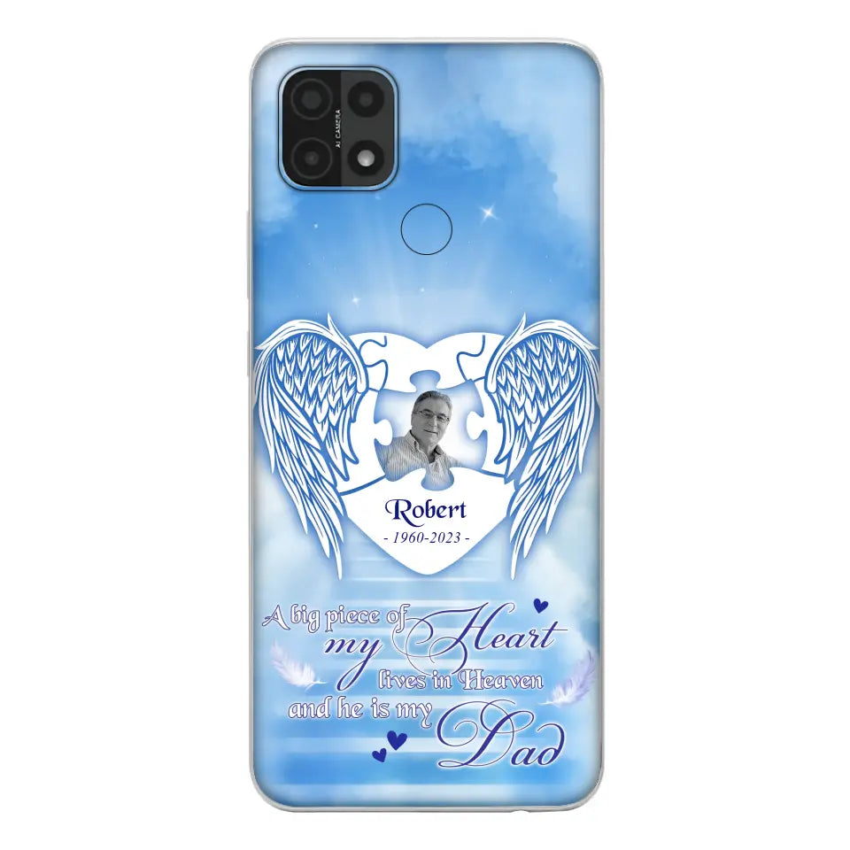 Custom Personalized Memorial Photo Phone Case - Memorial Gift Idea For Family - A Big Piece Of My Heart Lives In Heaven And He Is My Dad - Case For Oppo/ Xiaomi/ Huawei