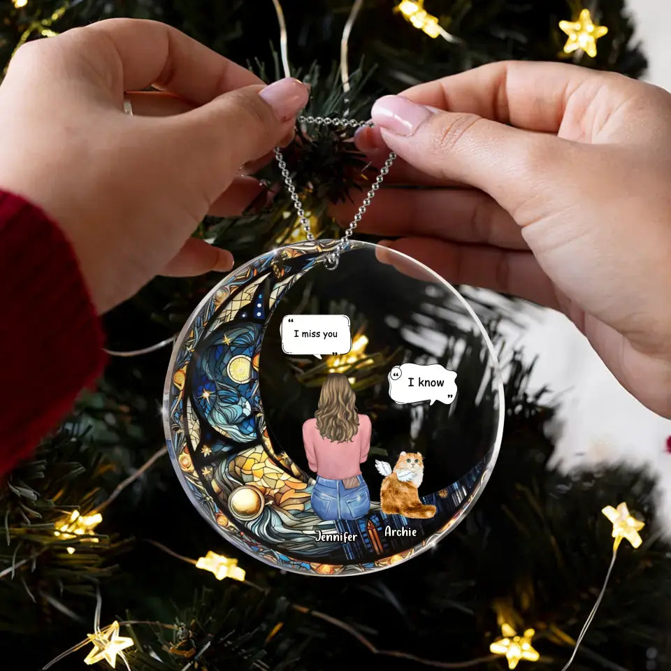 Personalized Memorial Pet Circle Acrylic Ornament - Christmas Memorial Gift Idea For Dog/Cat/Rabbit Owners