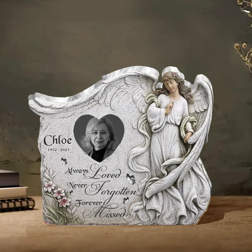 Personalized Memorial Angel Photo Acrylic Plaque - Memorial Gift Idea For Christmas - Always Loved Never Forgotten Forever Missed
