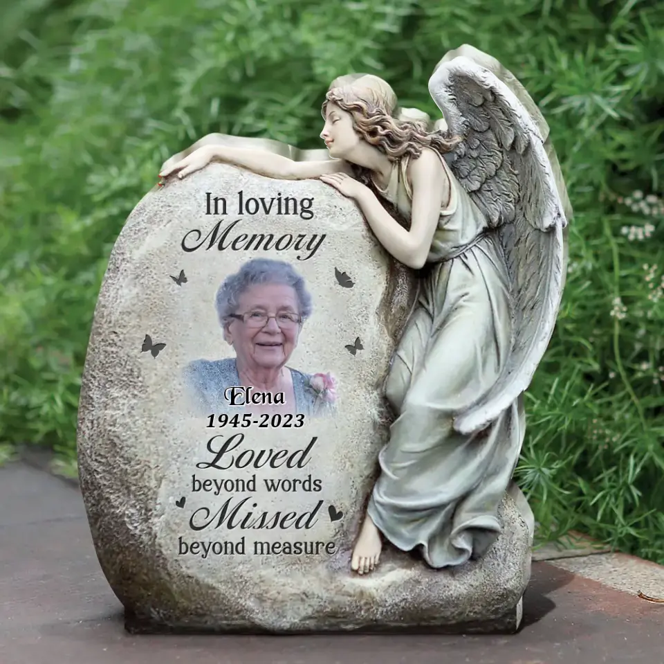 Personalized Memorial Angel Photo Acrylic Plaque - Christmas Memorial Gift Idea For Family Member - Loved Beyond Words Missed Beyond Measure