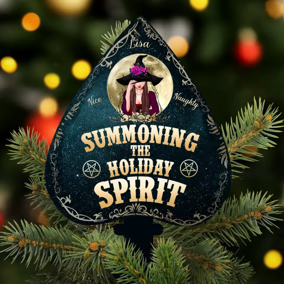 Personalized Couple Photo Wooden Ornament - Christmas Gift Idea for Witch Lovers - Summoning The Holiday Spirit