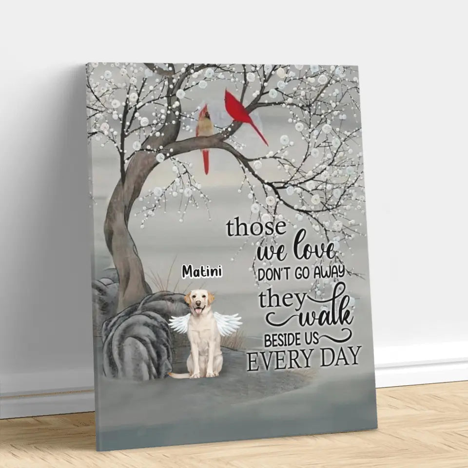 Personalized Memorial Dog Canvas - Memorial Gift For Dog Lovers With Up to 3 Dogs - Those We Love Don't Go Away They Walk Beside Us