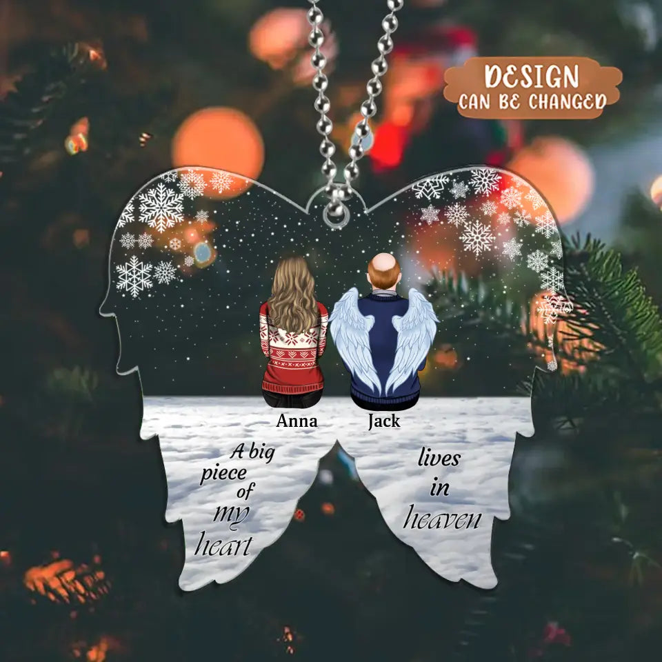 Personalized Memorial Family Acrylic Ornament - Up to 5 People - Memorial/Christmas Gift Idea For Family - A Big Piece Of My Heart Lives In Heaven
