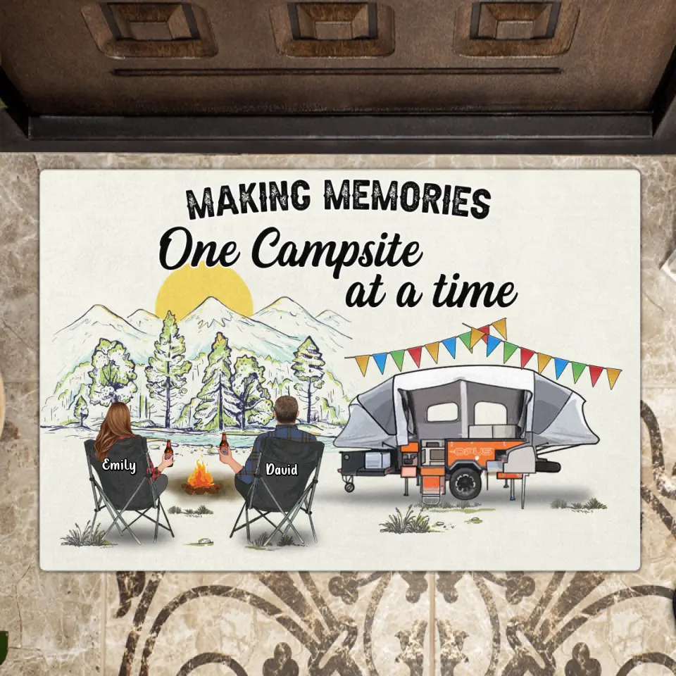 Personalized Camping Doormat - Gift Idea For Camping Lover/Couple/ Family/Friends - Making Memories One Campsite At A Time