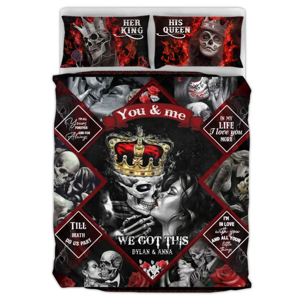 Personalized Skull Couple Quilt Bed Sets - Gift Idea For Couple/Skull Lover - In My Life I Love You More