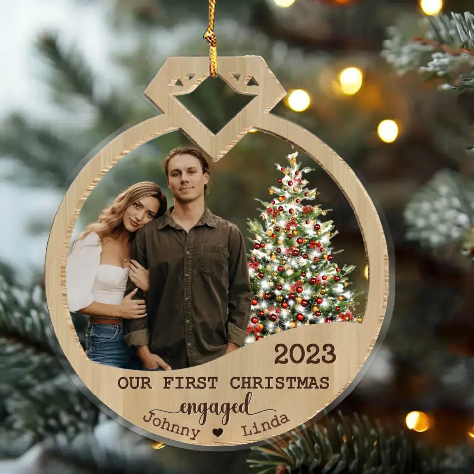 Personalized Couple Christmas Acrylic Ornament - Christmas Gift Idea for Couple - Our First Christmas Engaged