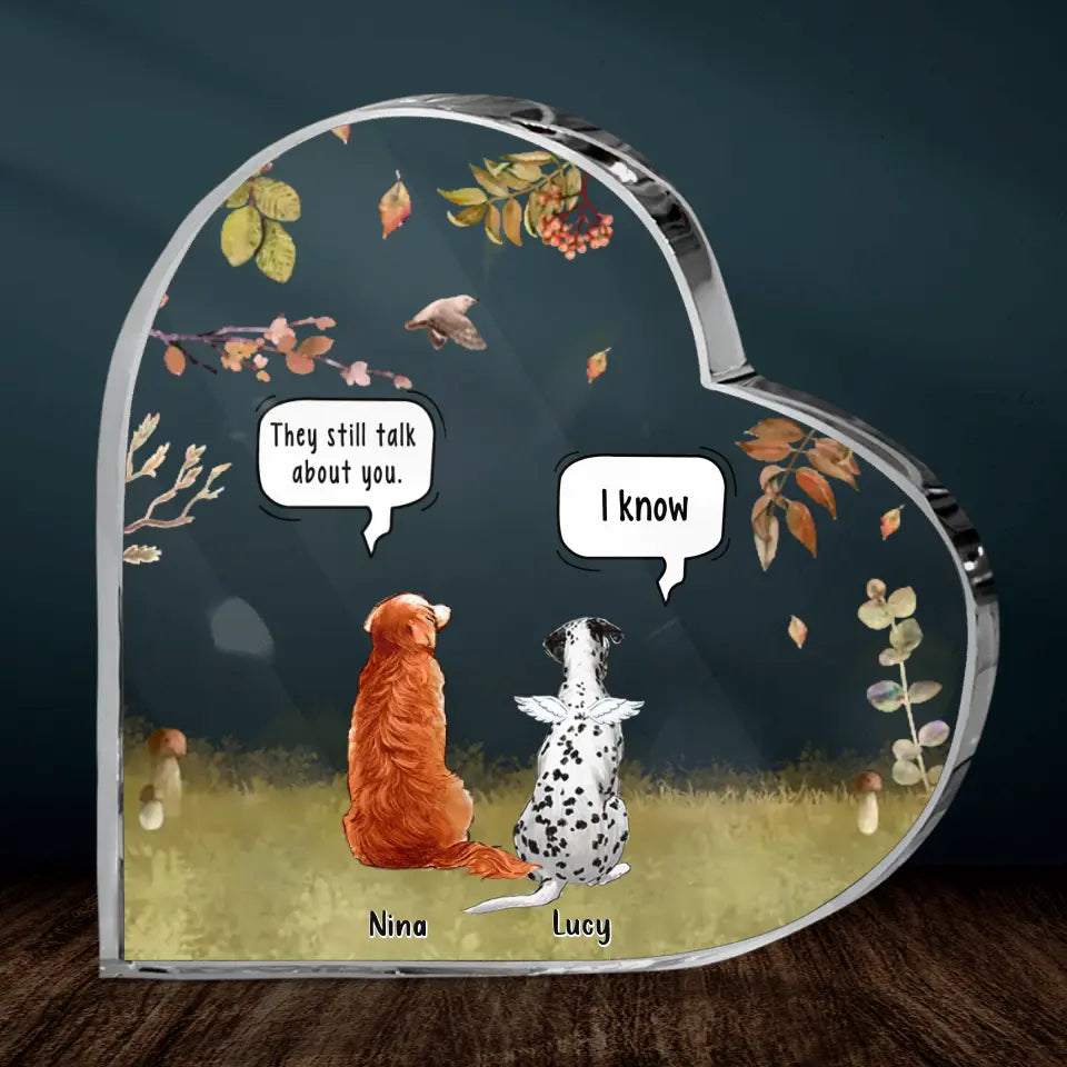 Personalized Memorial Pet Crystal Heart - Up to 6 Pets - Memorial Gift Idea For Dog/Cat Lover - They Still Talk About You
