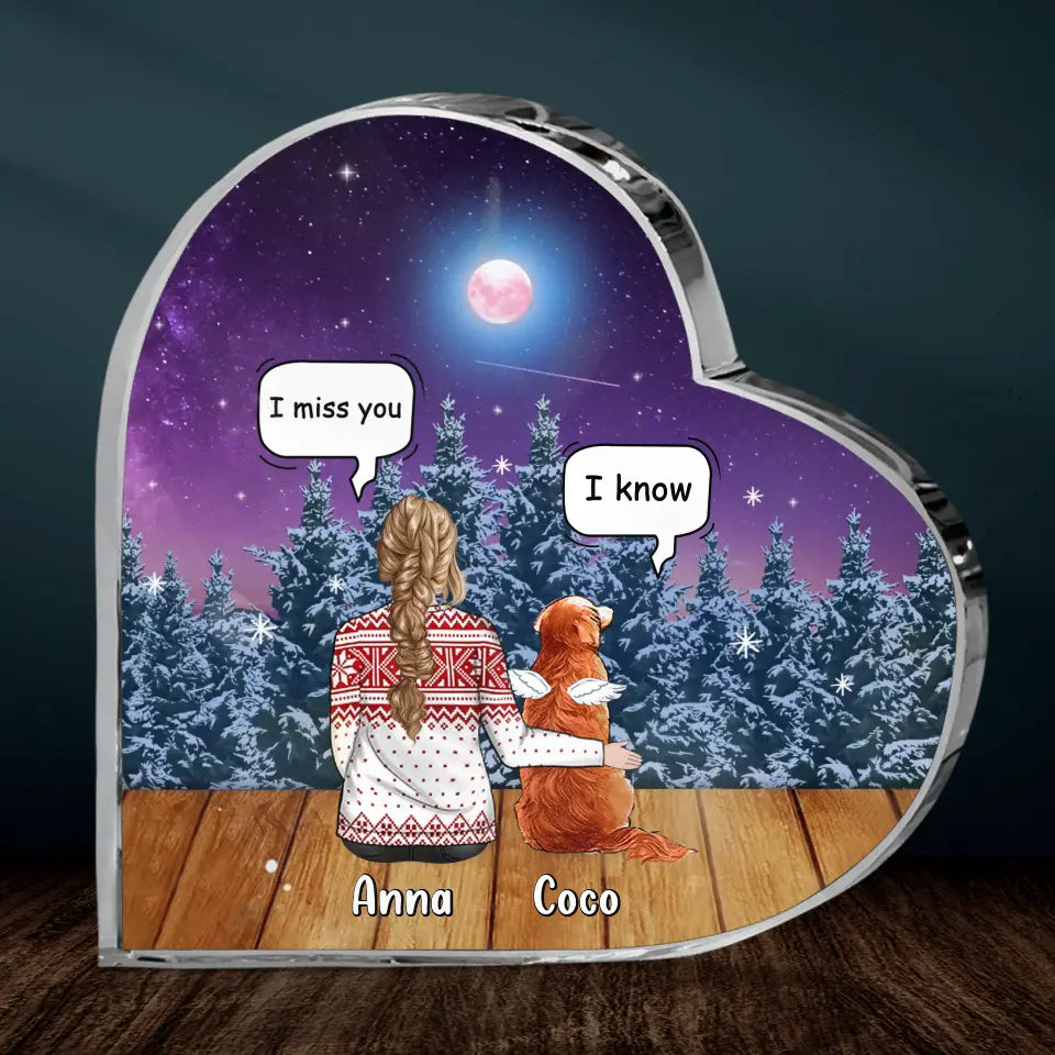 Personalized Memorial Pet Crystal Heart - Up to 4 Pets - Memorial Gift Idea For Dog/Cat Lover - I Miss You Dog