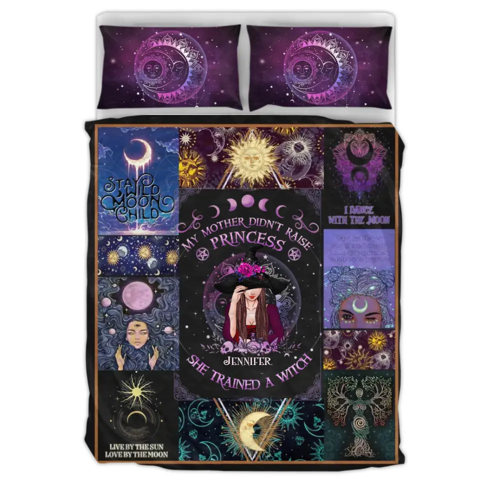 Personalized Witch Quilt Bed Sets - Halloween Gift Idea For Witch Lovers - My Mother Didn't Raise Princess