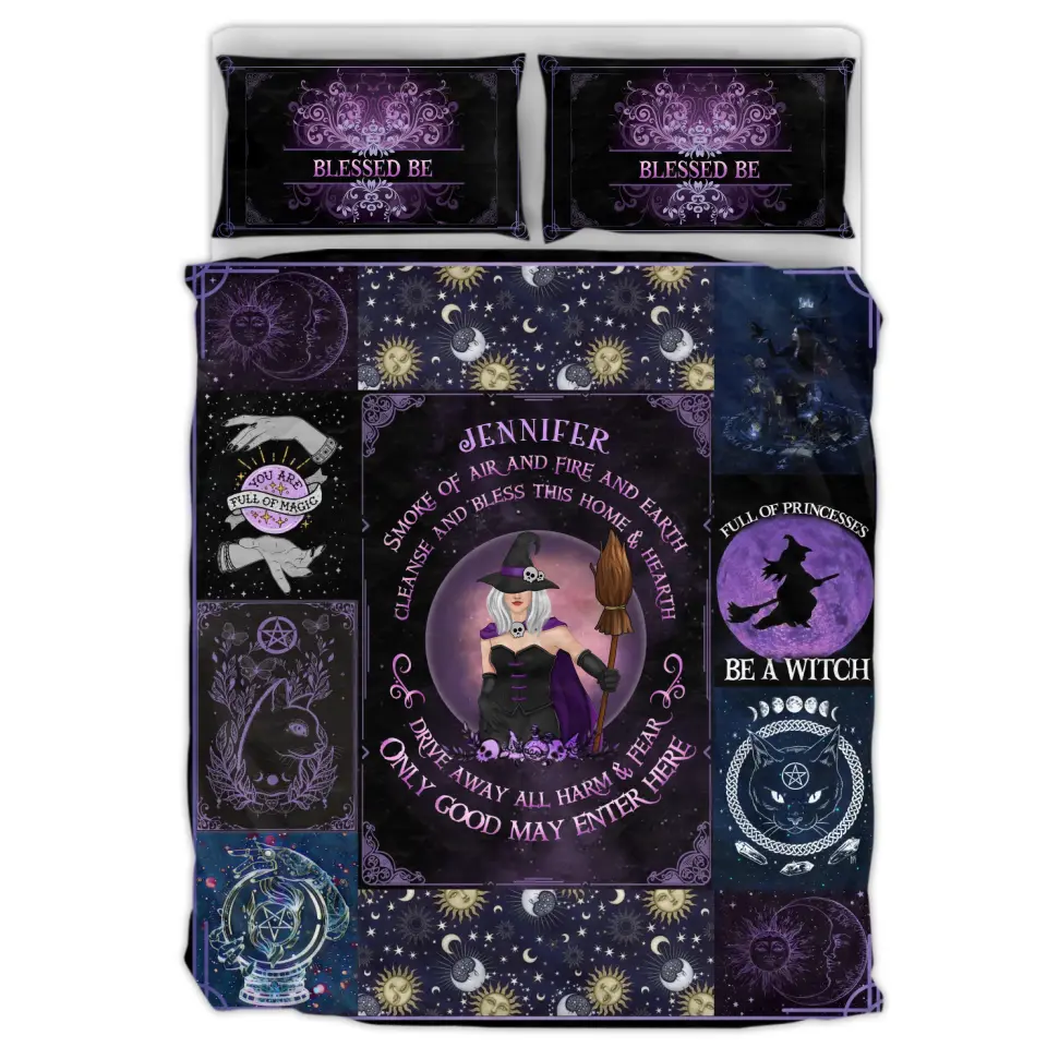 Personalized Witch Quilt Bed Sets - Halloween Gift For Witch Enthusiast - Smoke Of Air And Fire