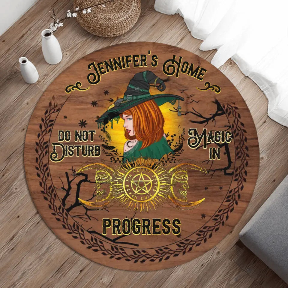 Personalized Witch Round Rug - Halloween Gift Idea For Witch Lovers - Do Not Disturb