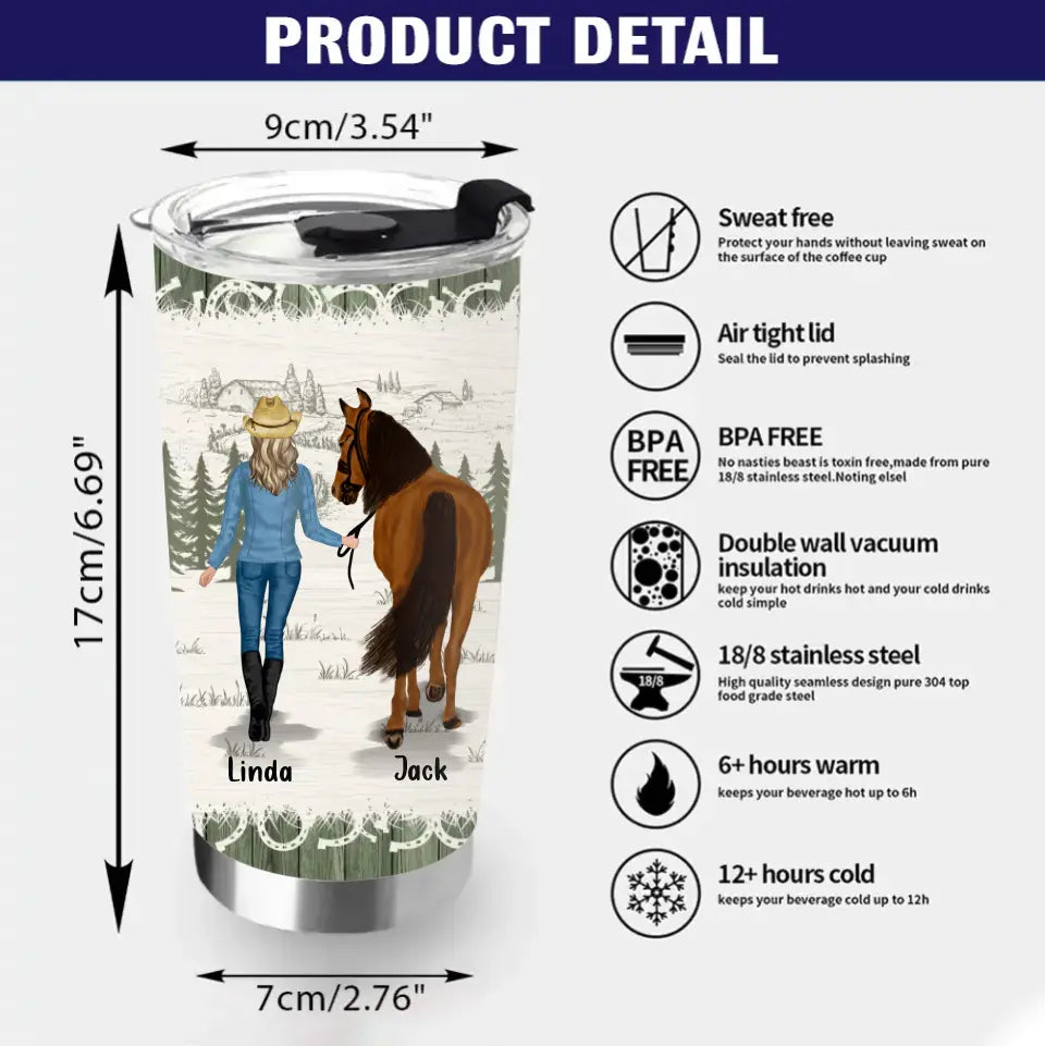 Personalized Horse Girl Tumbler - Gift Idea For Horse Lovers - Up to 6 Horses - I'll Be Watching You