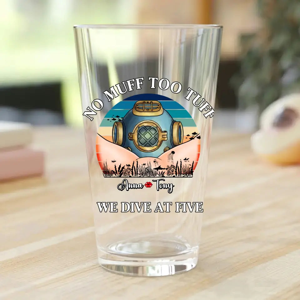 Personalized Funny Couple Pint Glass - Gift Idea For Couple/Him/Her/Valentine's Day - We Dive At Five