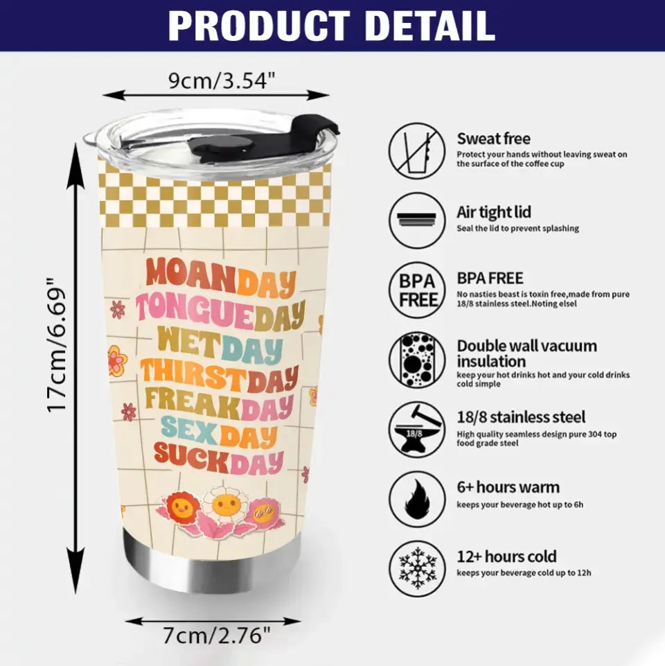 Personalized Couple Tumbler - Gift Idea For Him/Her/Couple/Valentine's Day - Moanday Tongueday Wetday