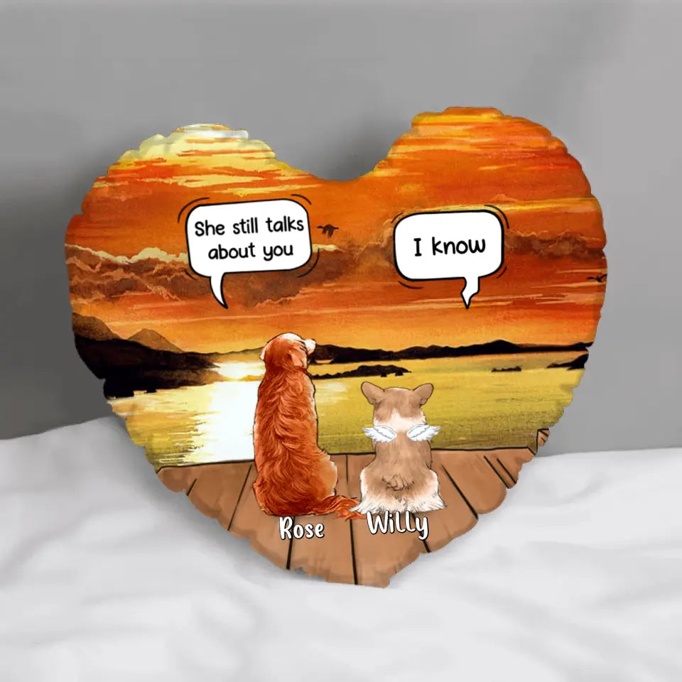 Personalized Pet Memorial Heart Pillow - Up to 5 Pets - Memorial Gift Idea For Dog/Cat Lover