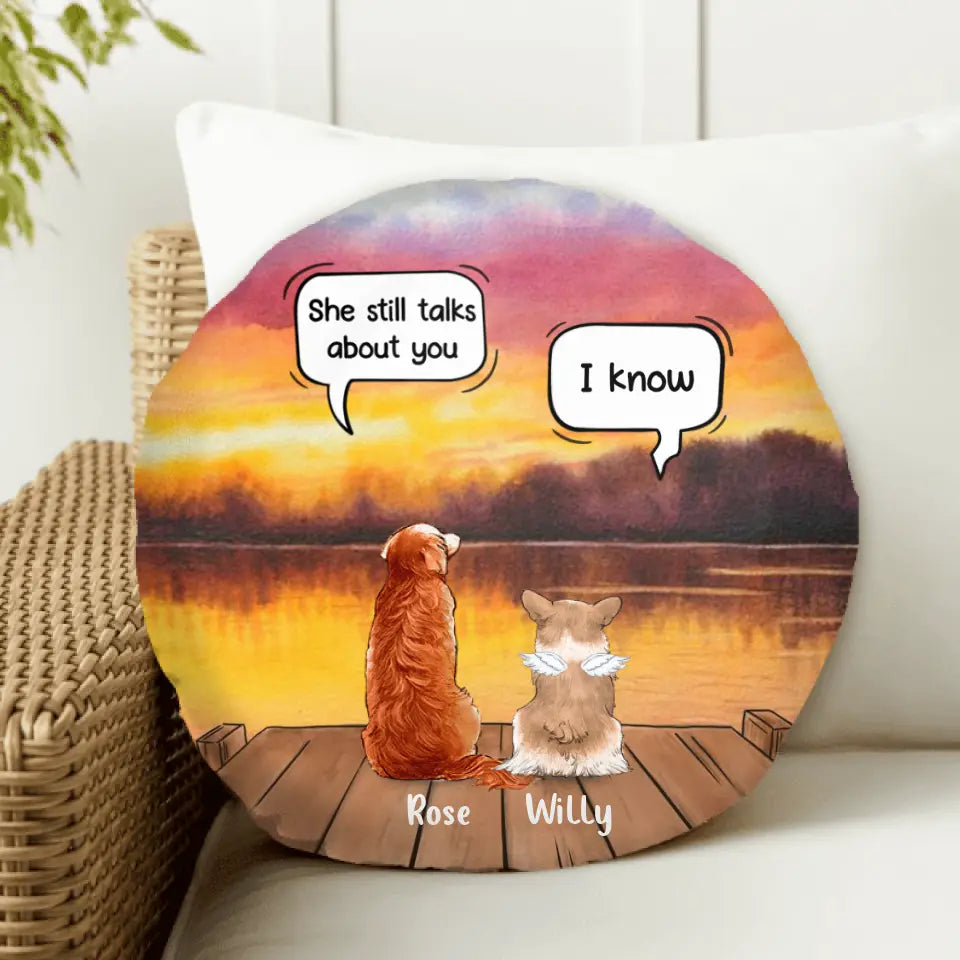 Personalized Pet Memorial Round Pillow - Up to 5 Pets - Memorial Gift Idea For Dog/Cat Lover
