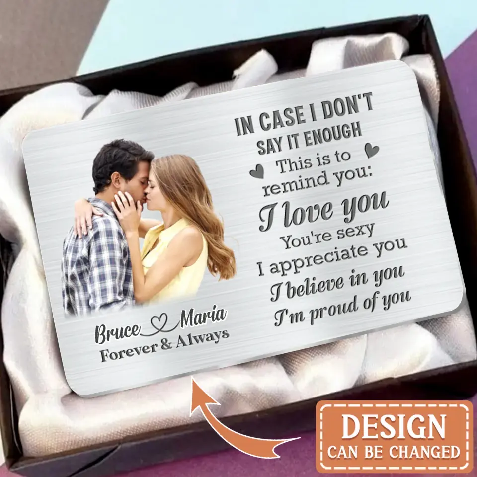 Personalized Couple Aluminum Wallet Insert Card - Upload Couple Photo - Gift Idea For Him/Her/Couple