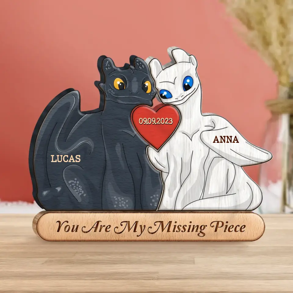 Personalized Dragon Couple Wooden Puzzle - Gift Idea For Couple/Him/Her/Valentine's Day - You Are My Missing Piece