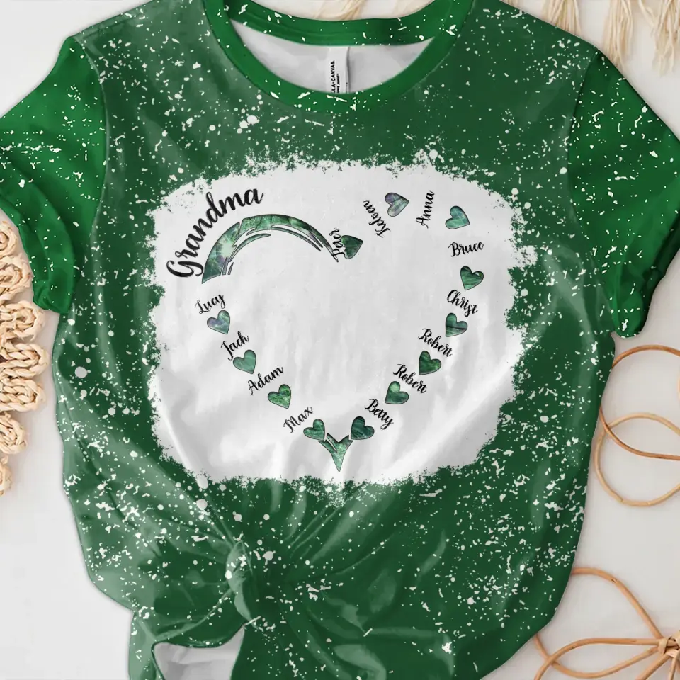 Personalized Grandma Hearts T-shirt - Family Best Gifts For Mother's Day - Up to 12 Kids