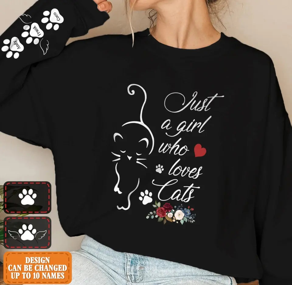 Personalized Just A Girl Who Loves Cats Sweater - Up to 10 Cats - Gift Idea For Cat Lover