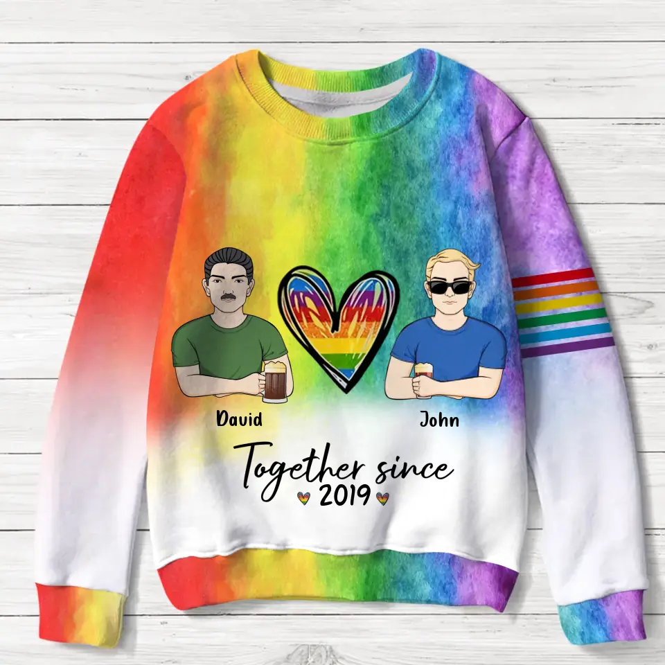 Personalized Couple AOP Sweater - Valentine's Day Gift Idea for Couple/LGBT - Together Since