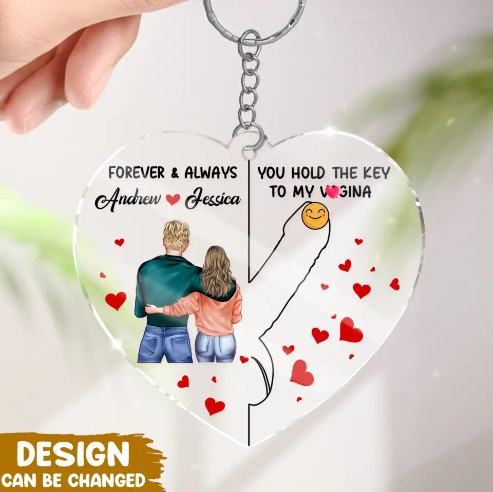 Personalized Couple Acrylic Keychain - Upload Photo - Gift Idea For Couple/Him/Her/Valentine's Day - Forever You Hold The Key To My Heart
