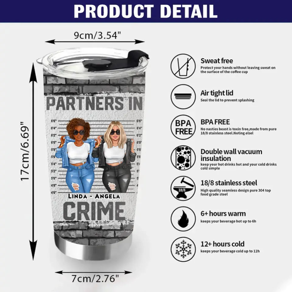Personalized Besties Tumbler - Gift Idea For Friends/Sisters - Partners In Crime