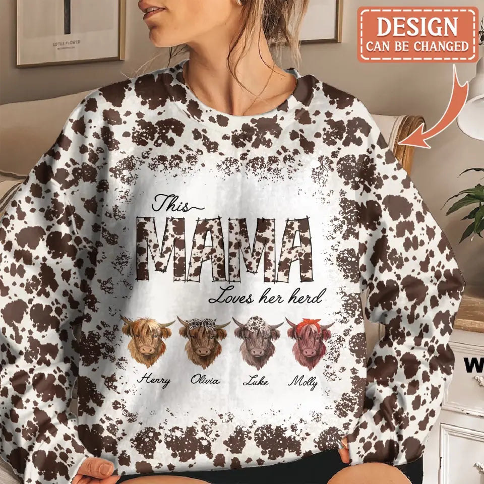 Personalized Mama AOP Sweater - Mother's Day Gift Idea For Mama/Grandma - This Mama Loves Her Herd