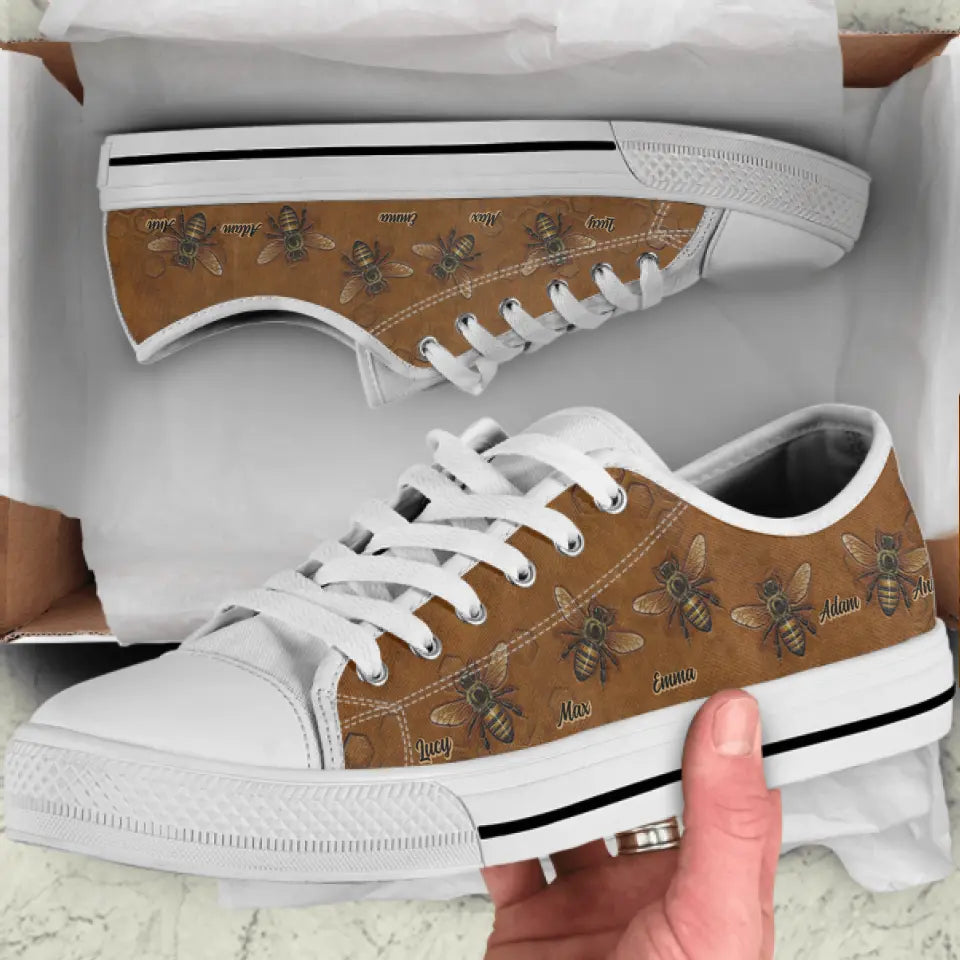 Personalized Bee Low Top Sneakers - Gift Idea Bee Lovers/Birthday Gift - Up to 5 Bees