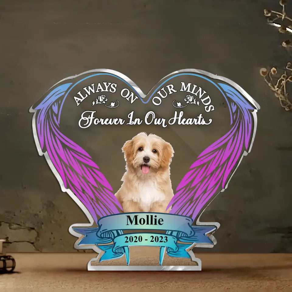 Personalized Memorial Pet Photo Wings Acrylic Plaque - Memorial Gift Idea For Pet Lover - Upload Photo