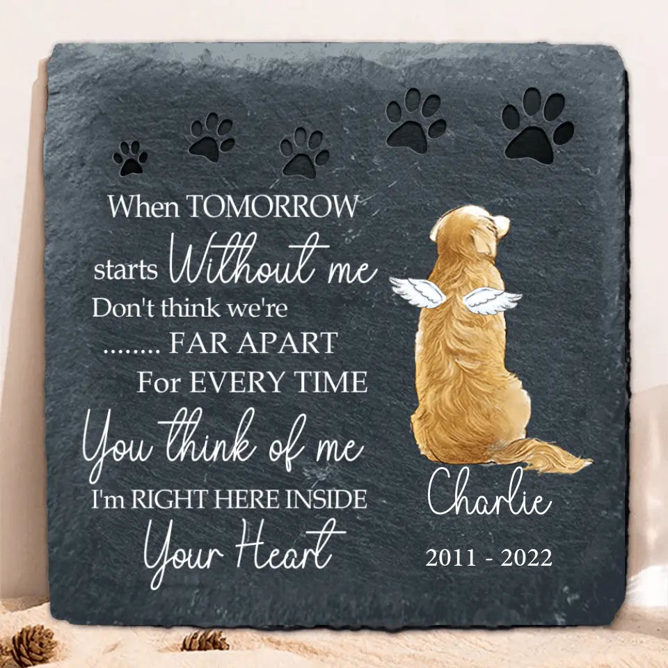 Personalized Memorial Dog Square Lithograph - Remembrance Stones Gift Idea For Dog Lover - I'm Right Here Inside Your Heart