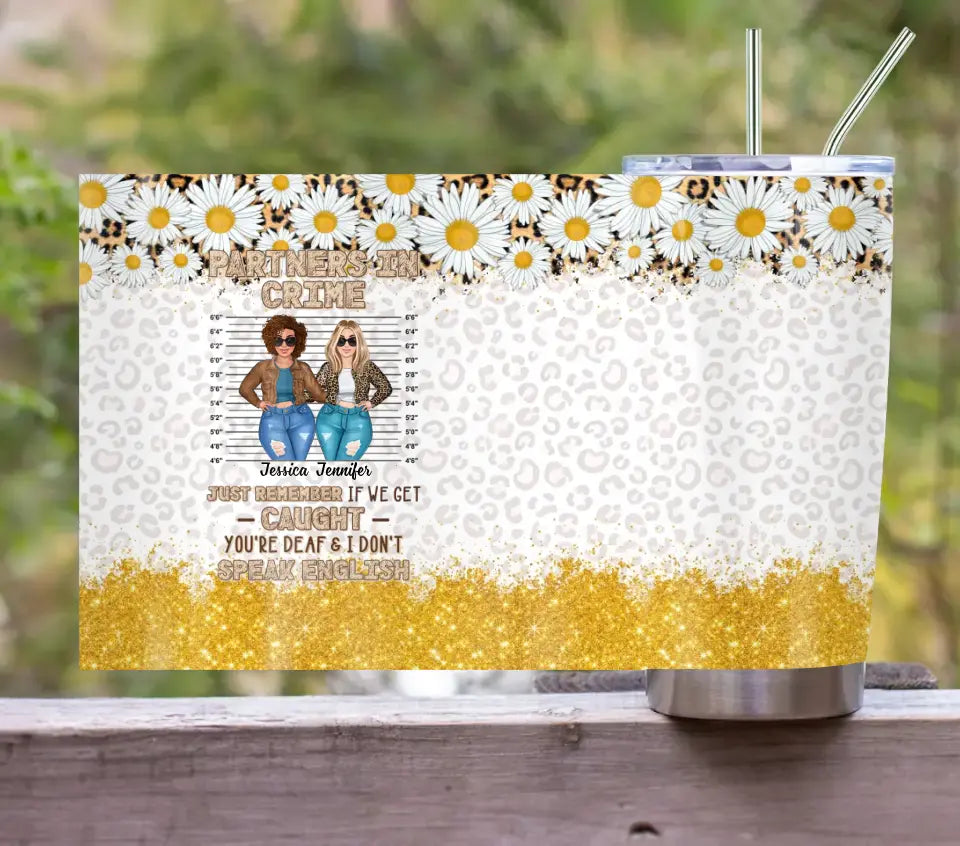 Personalized Besties Tumbler - Gift Idea For Friends/Sisters/Besties - Partners In Crime