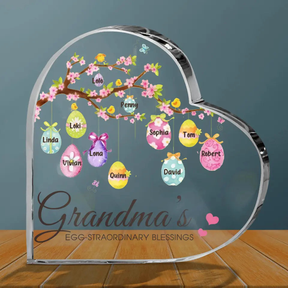 Personalized Grandma Crystal Heart - Gift Idea For Grandma - Up to 11 Kids - Grandma's Egg - Straordinary Blessings